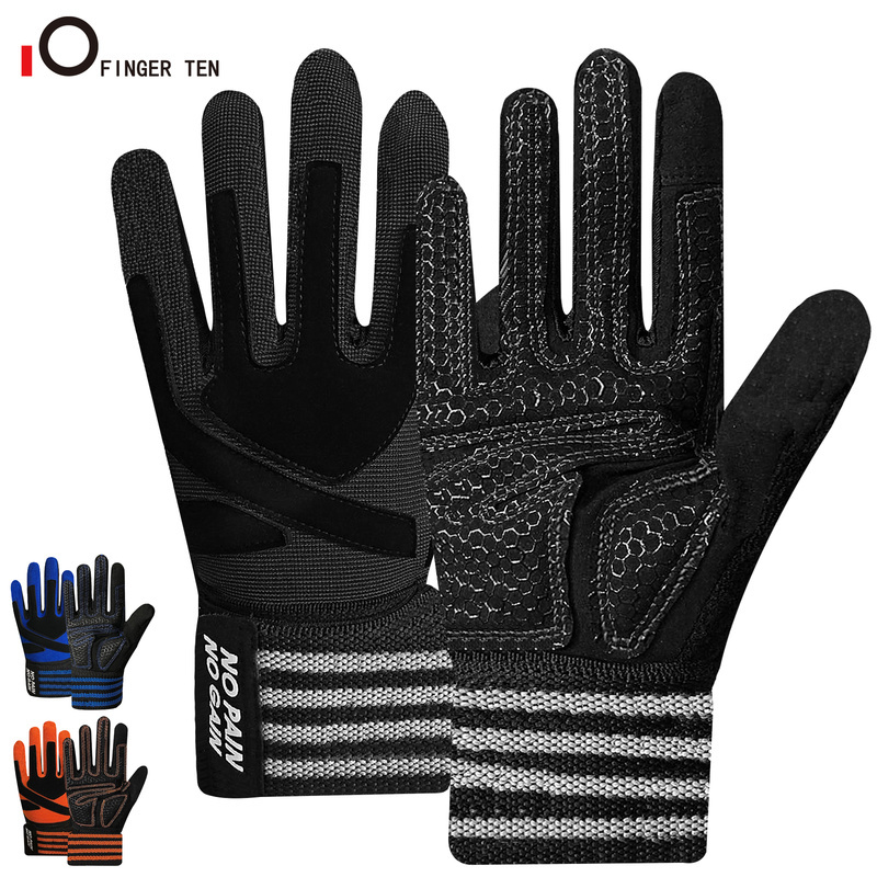 

New Upgrade Anti-Slip Grip Full Finger Weight Lifting Gloves with Wrist Wraps Support Workout Glove for Men Women L0312, 2 wrist wraps only