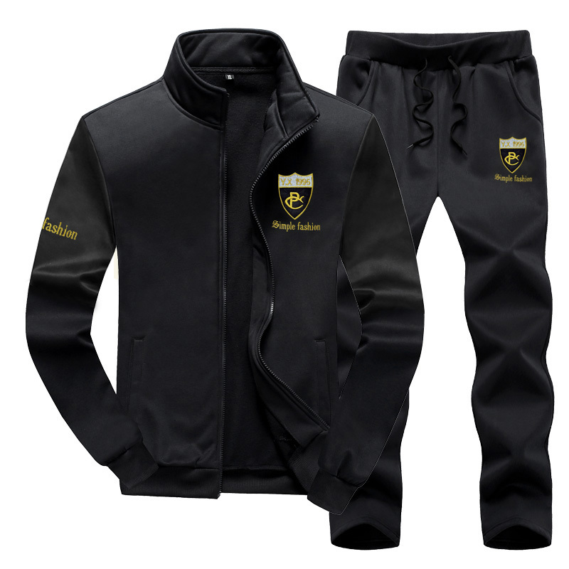 

New Set Plus Size Sportwear Fashion 2021 Autumn Winter Fine Men's Suit 78ej, Navy blue.