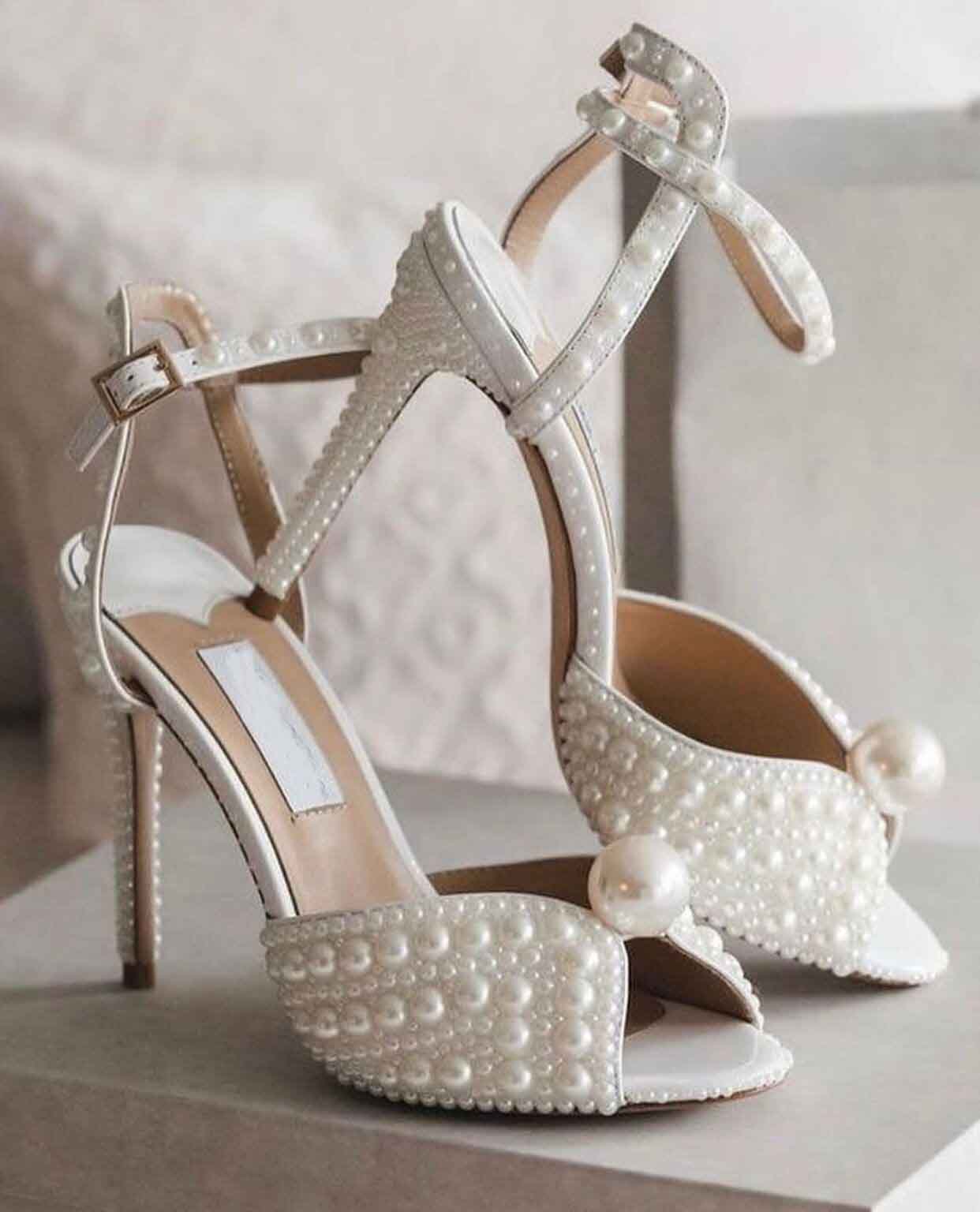 

Elegant Sacora Dress Party Sandals Shoes For Women Pumps with Pearls Embellishment Luxury Popular Brand Lady Evening Dress High Heels EU35-43