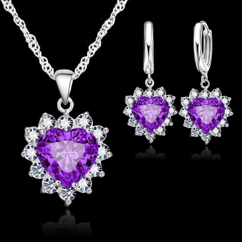 

Earrings & Necklace Anti-wear 1 Set Convenient Anti-oxidation Rhinestone Decor Women Alloy Lightweight For Girls, Silver