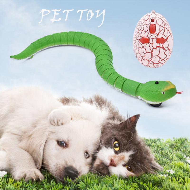 

Cat Toys Dog Accessories Trick Terrible Prank Novelty RC Snake Infrared Remote Control Egg Rattlesnake Animal Children Funny Gift