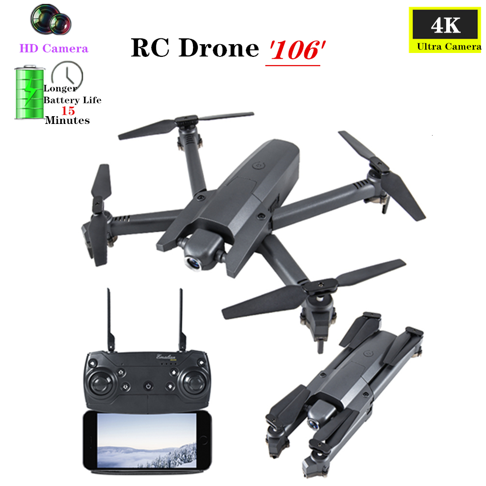 

RC Drone with 4K HD Camera WiFi FPV Quadcopter 106 Hight Hold Foldable Arm alien Helicopter VS E58 R8 SG106 Dron Toy, 720p camera fb 1b