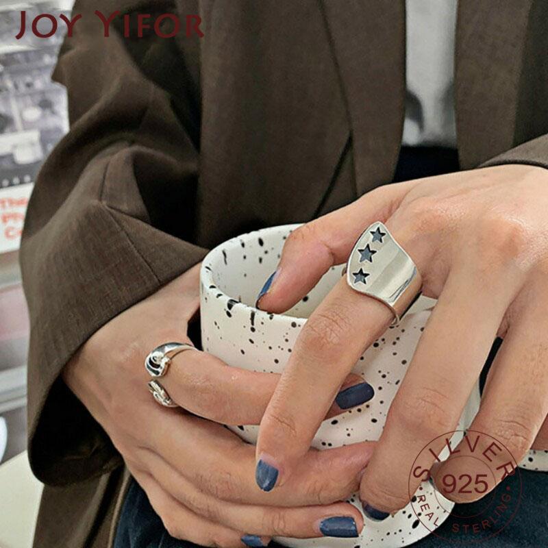 

Cluster Rings Minimalist 925 Sterling Silver Stars For Women Fashion Creative Geometric Handmade Birthday Party Jewelry Gift, Golden;silver