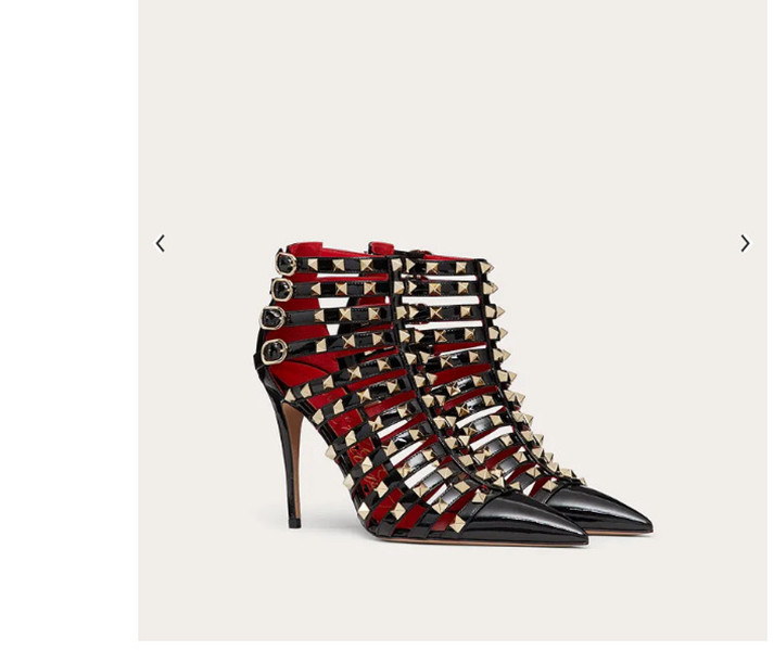 

2022 Designer women high heels party fashion rivets pointed toe sandals summer patent leather boot, Red
