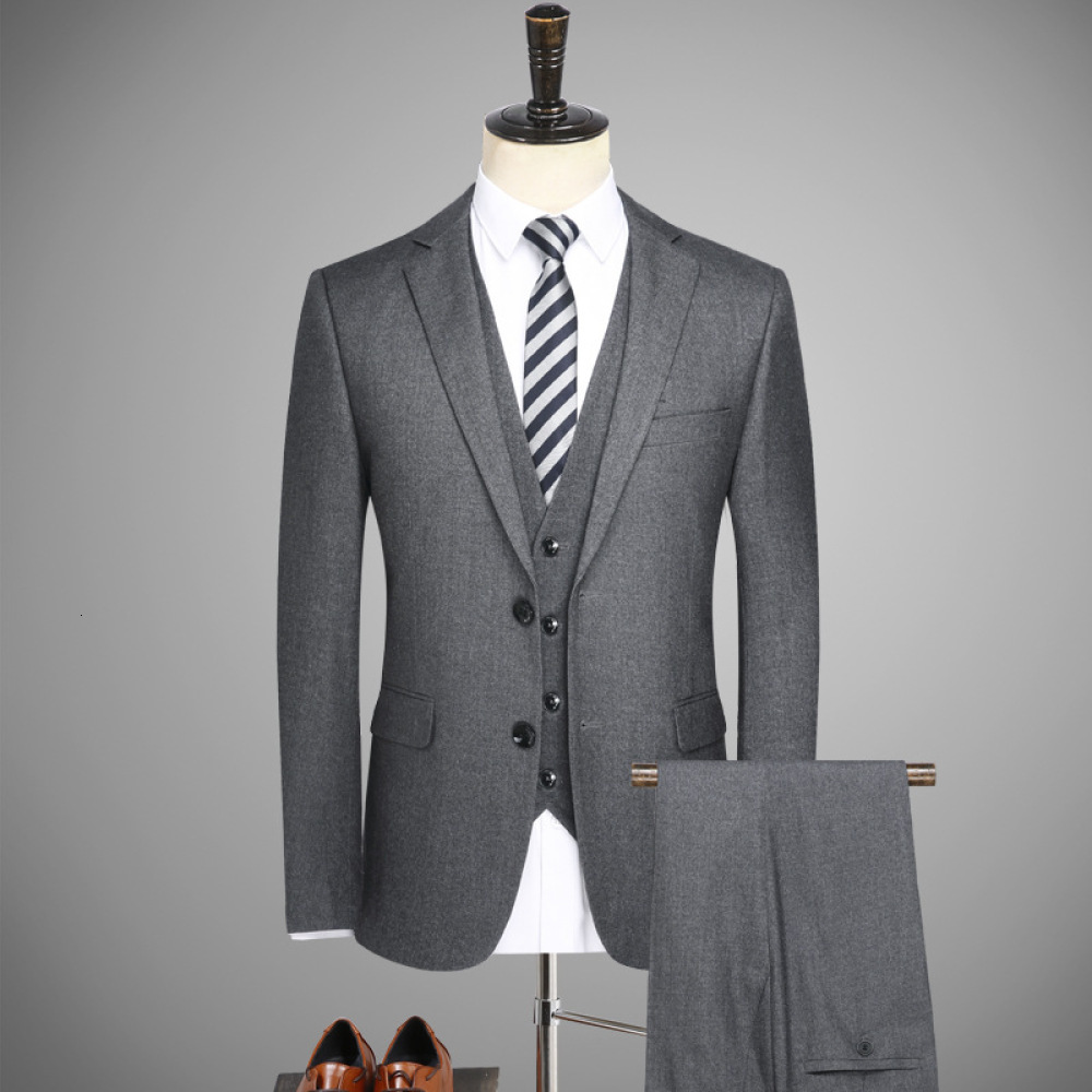 

Style Fashion Color Piece Sets Slim Fit Business Groom Wedding Costume Homme Mariage Suit 5hml, Gray