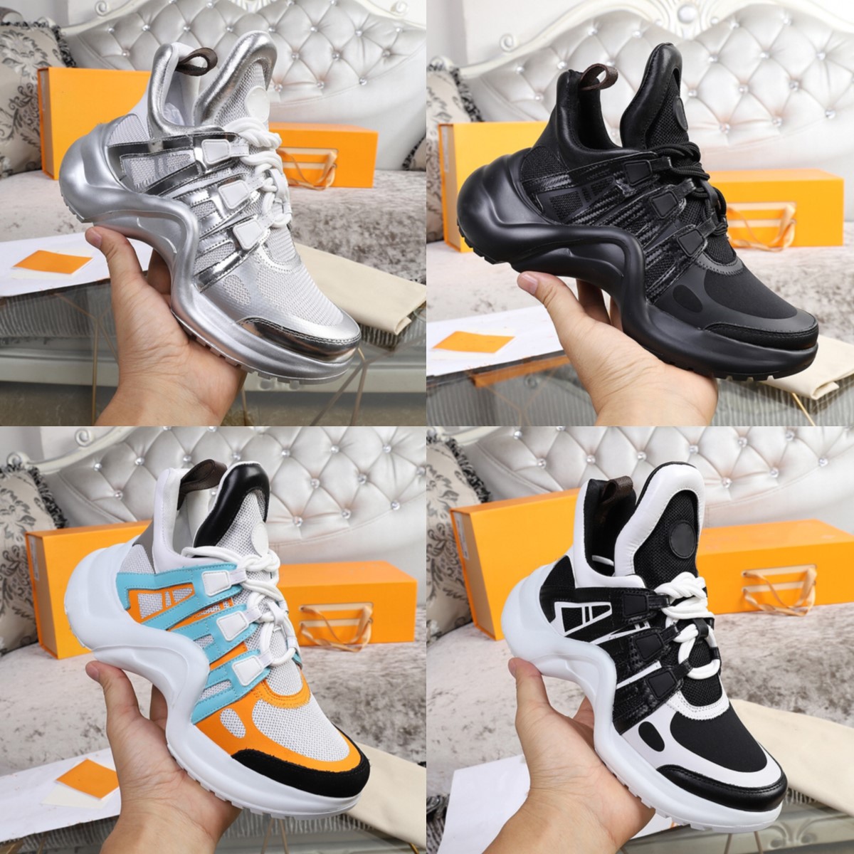 

2021 Designers archlight genuine leather Sneakers mens womens dad shoe fashion luxury casual women men black White Silver breathable bows platform popular stylis, I need look other product