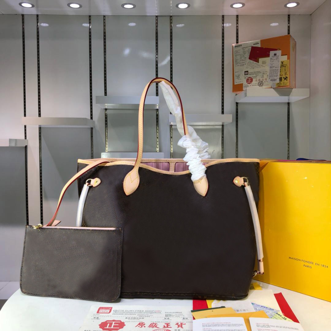 

Neverfulls Embossing Classic Tote MM GM Bags Leather Neverfull Designer Women Pochette Purse Handbag Black Pink White Grid Totes Never full Zipped Luxury Flower Pouch, I need other styles and colors