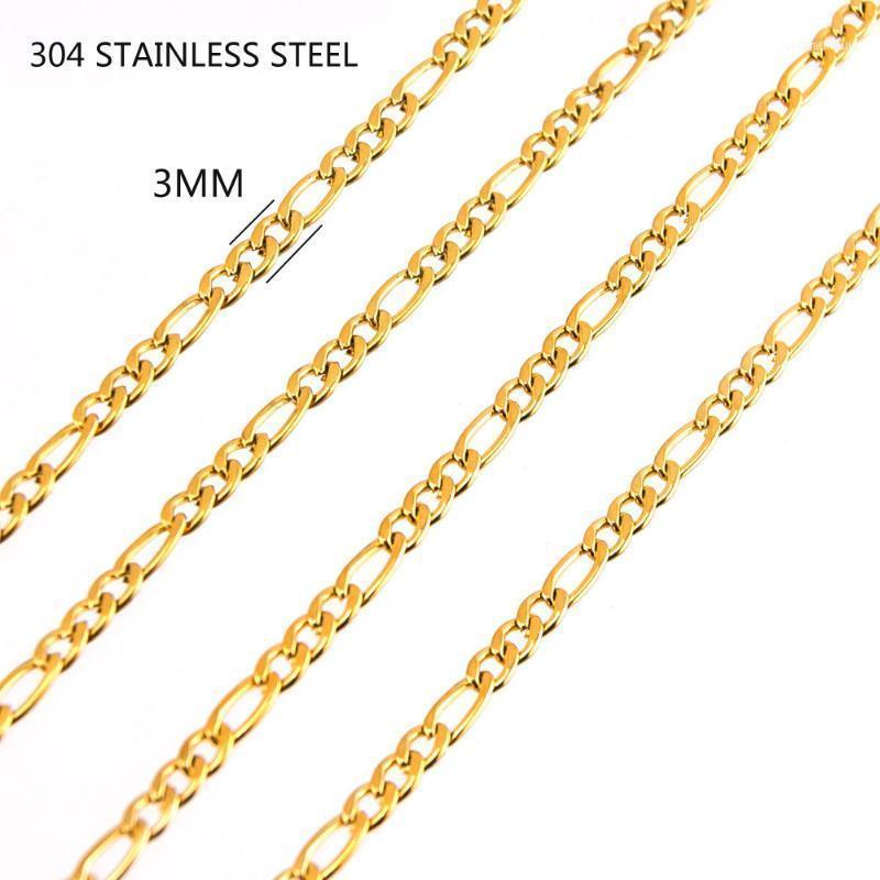 

1m Stainless Steel Gold Silver Color Width 3/6mm Cuban Link Figaro Chain Women Men For DIY Handmade Necklace Bracelet Making1
