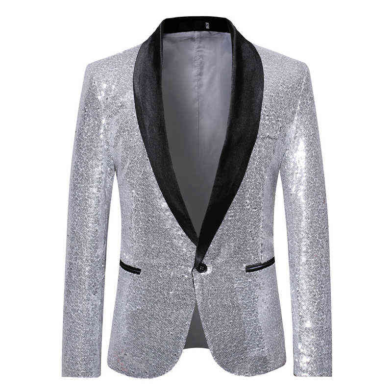 

Men Gold Silver Sequin Shiny Blazers Suit Jacket Men Fashion Night Club DJ Stage performances Wedding party Jacket Coat 211111, Mj13 silver