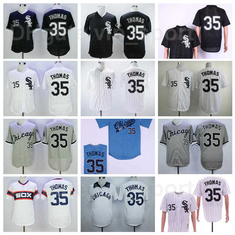 

Retro 2005 Baseball Vintage 35 Frank Thomas Jersey Stitched Team Black White Grey Blue Flexbase Cool Base Cooperstown Pinstripe Pullover Men