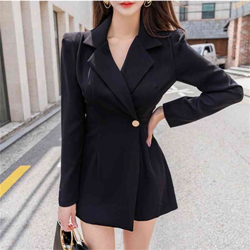 

Fashion Suit Women Jumpsuits Belted High Waist Shorts Office Lady Notched Collar Short Playsuits Jumpsuit 210603, Black