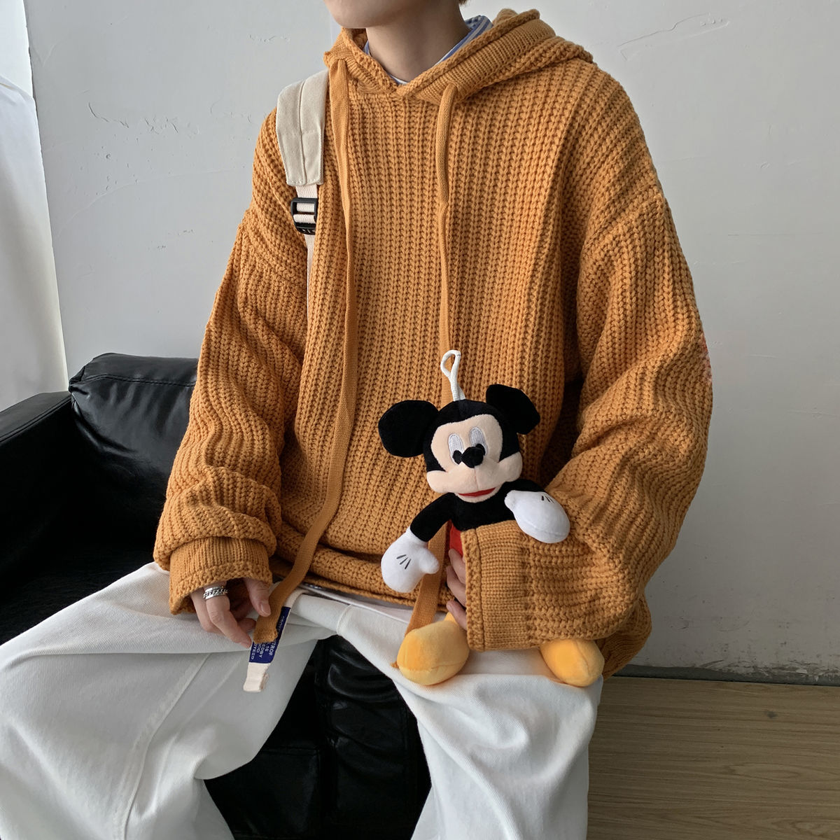 

2021 New Winter Men's Fashions with Hood Knitting Long Sleeve Wool Solid Color High Quality Sweaters Size M-3xl Ib6o, Orange.
