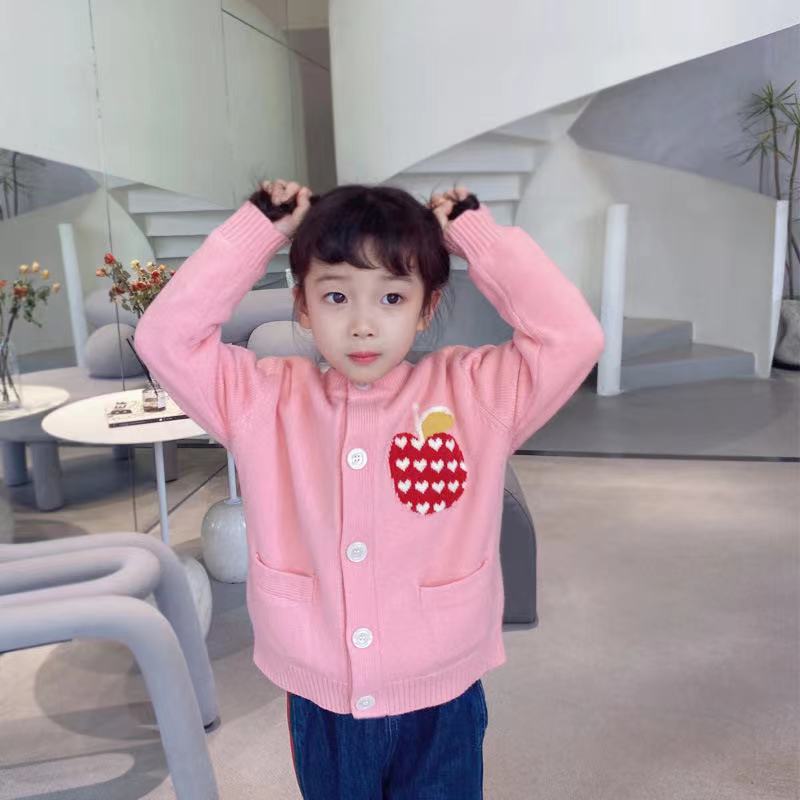 

luxury kids baby girls autumn winter pink cardigan full sleeve solid knitted outwear coat toddler children sweaters, As photo