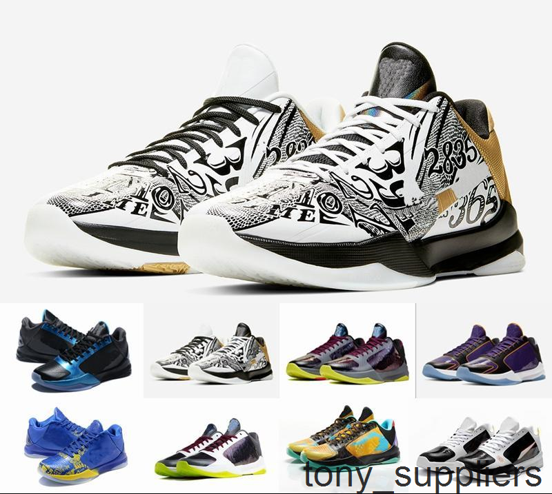 

Outdoor Mens Zoom V Protro Lakers 5s Basketball Shoes High Quality Black Mamba Baskets Sports Trainers designer Sneakers With Box