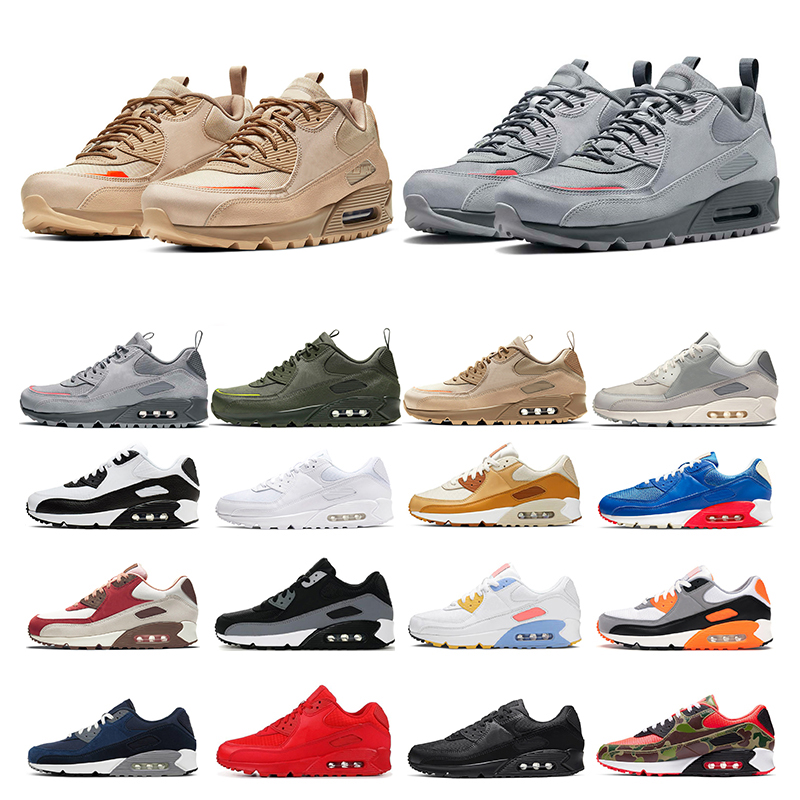 

air max 90 mens running shoes airmax Lemon Venom Safety Orange Camo green Wolf Grey white Gum black womens sports sneaker trainers size 36-46, Court purple 36-40