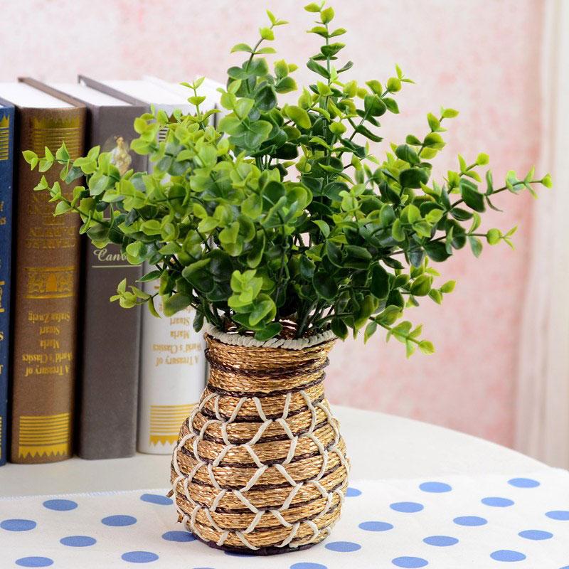 

New artificial flower artificial flower plastic 7 fork 35 mesh simulation eucalyptus money leaf green plant decoration