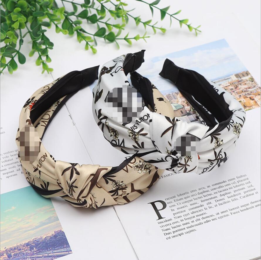 

Designer 12 Colors brand Letter print Flower Wide Edge Knotted headbands luxury Turban Headband Hair Hoop Headwear Accessories for Women Girls