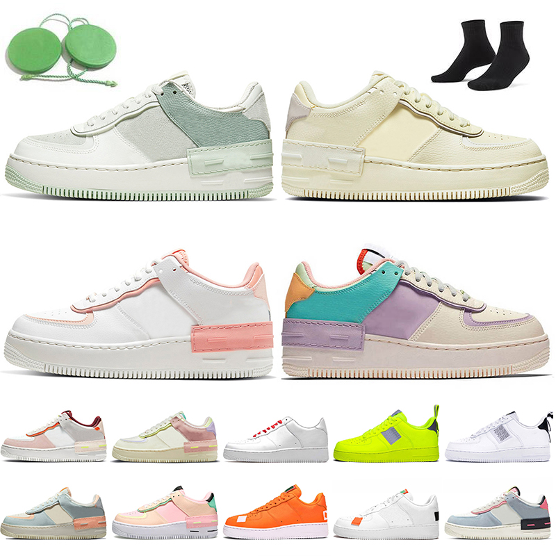 

Top Quality Shadow Air Force 1 Running Shoes Pistachio Frost Coconut Milk Coral Pink Tropical Twist Women Mens AirForces One Utility Volt Trainers Sneakers, A42 crimson tint-bright mango 36-40