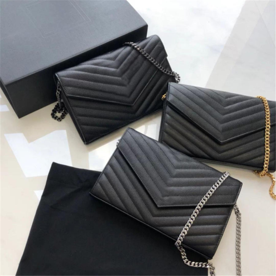

Genuine leather chain purse fashion clutch lady chain shoulder bag cowhide handbag card holder purse messenger women Wholesale, Caviar leather