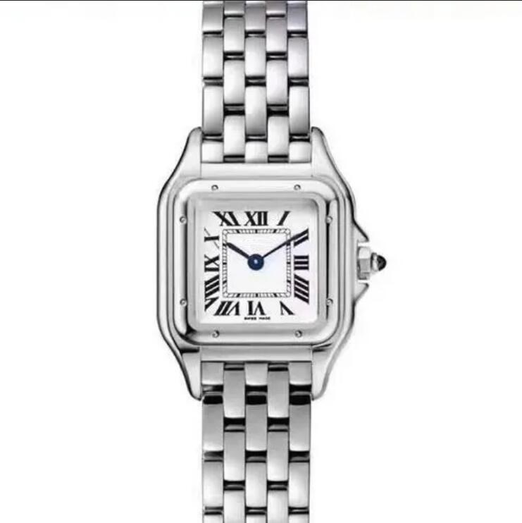 

Top Quality Fashion Woman Watch Classic Square Design Stainless Steel Mens Watches Quartz Movement Lady Dress Wristwatches Clock 02-4, Silver 22x30mm