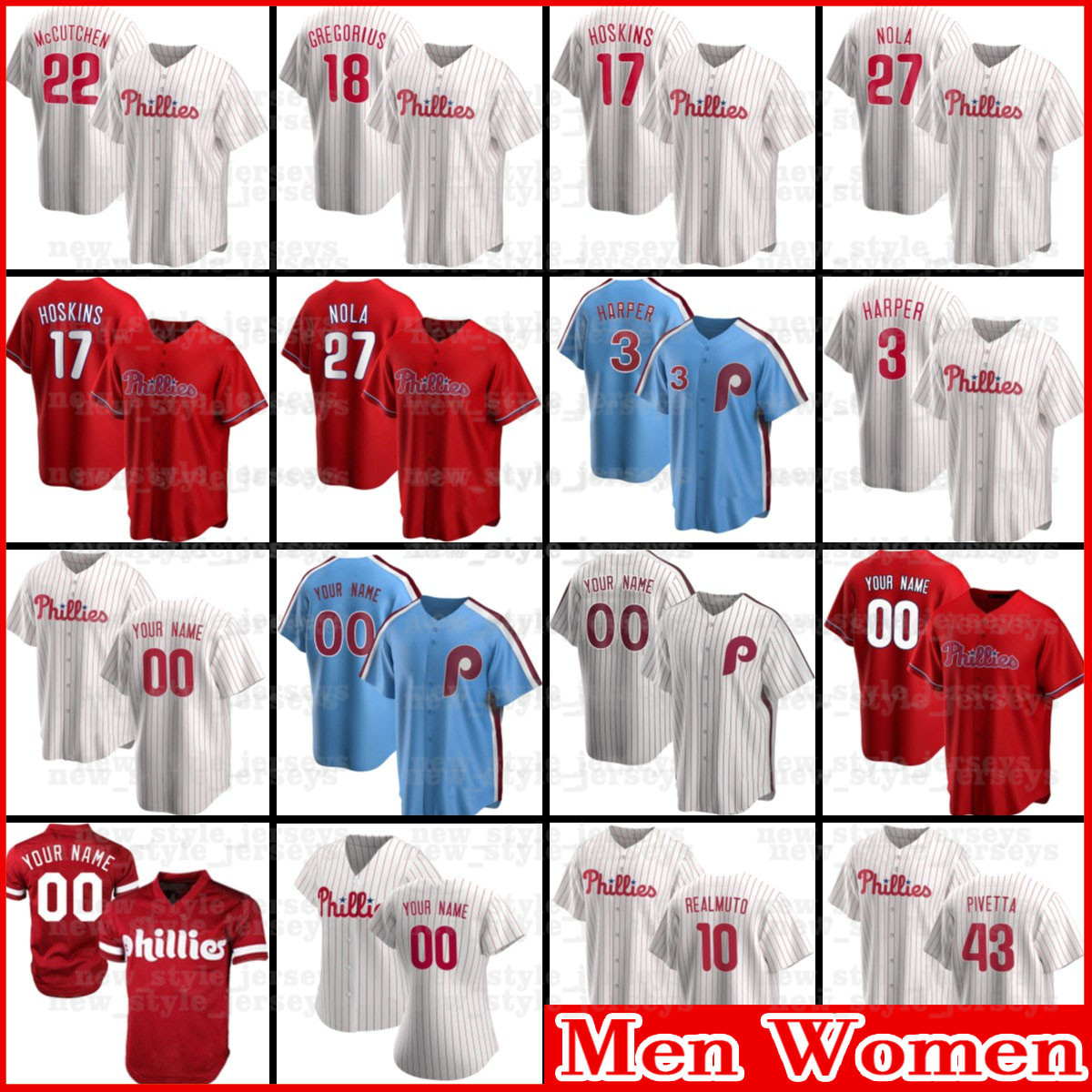 

Philadelphia Mens Phillies Women Baseball Jersey 10 JT Realmuto Bryce Custom 3 Harper 20 Mike Schmidt 10 Darren Daulton 27 Aaron Nola 28 Alec Bohm McCutchen z1, Men(fei cheng ren)