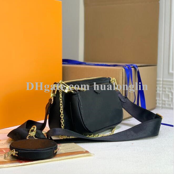 

Designer Woman Handbag Bag Chain zipper Purse Leather shoulder bags messenger cross body clutch fashion three in one set embossed patterns, With box