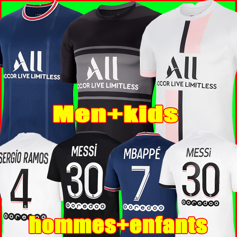 

MESSI MBAPPE jerseys HAKIMI SERGIO RAMOS 21 22 Maillots de football 2021 2022 MARQUINHOS Soccer men kids kit shirts uniforms enfants maillot foot third 3rd, 21/22 away men+patch2