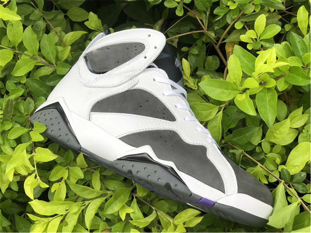 

2021 TOP Authentic 7 Flint Jumpman 7s Man Athletic Shoes Retro CU9307-100 White Grey Black Varsity Purple Suede Sports Sneakers Mens Sport