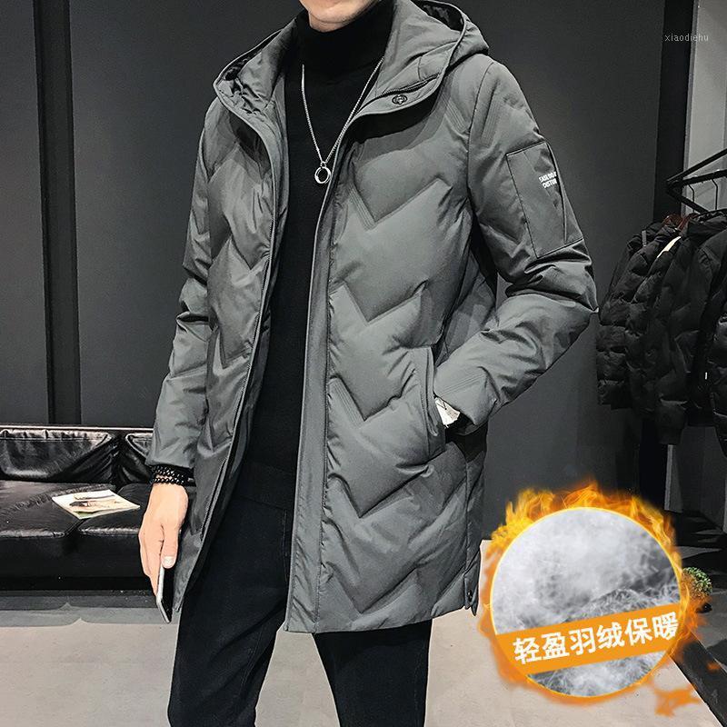 

Men's Down & Parkas Jacket In Winter 2021 Male Young Students Cultivate Morality Handsome White Duck Hooded Clothing, Black