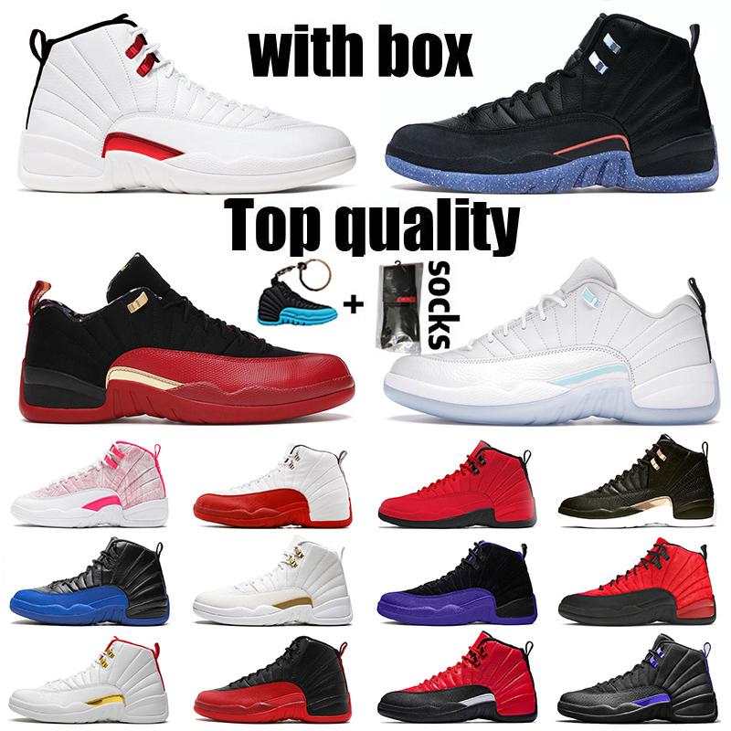 

WITH BOX 12 12s TOP QUALITY Basketball Shoes Low Easter Jumpman 23 Utility Womens Mens Sneakers Twist XII Blue University Gold Ice Cream Flu Game Men Trainers Size 13