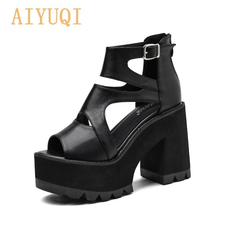 

AIYUQI Sandals Women Summer 2021 New Fashion Women High Heel Sandals Rear Zipper Fish Mouth Fashion Ladies Pumps, Black
