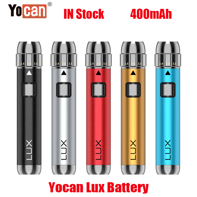 

Original Yocan Lux Battery 400mAh Slim Twist Preheat VV Bottom Adjustable Voltage E Cig Vape Pen for 510 Thread Carts Tank With Display Stand Kit Authentic