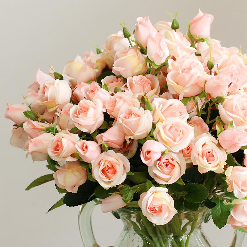 

Small fresh simulation rose artificial flower artificial silk flower living room decoration floral table vase bouquet decoration, Red