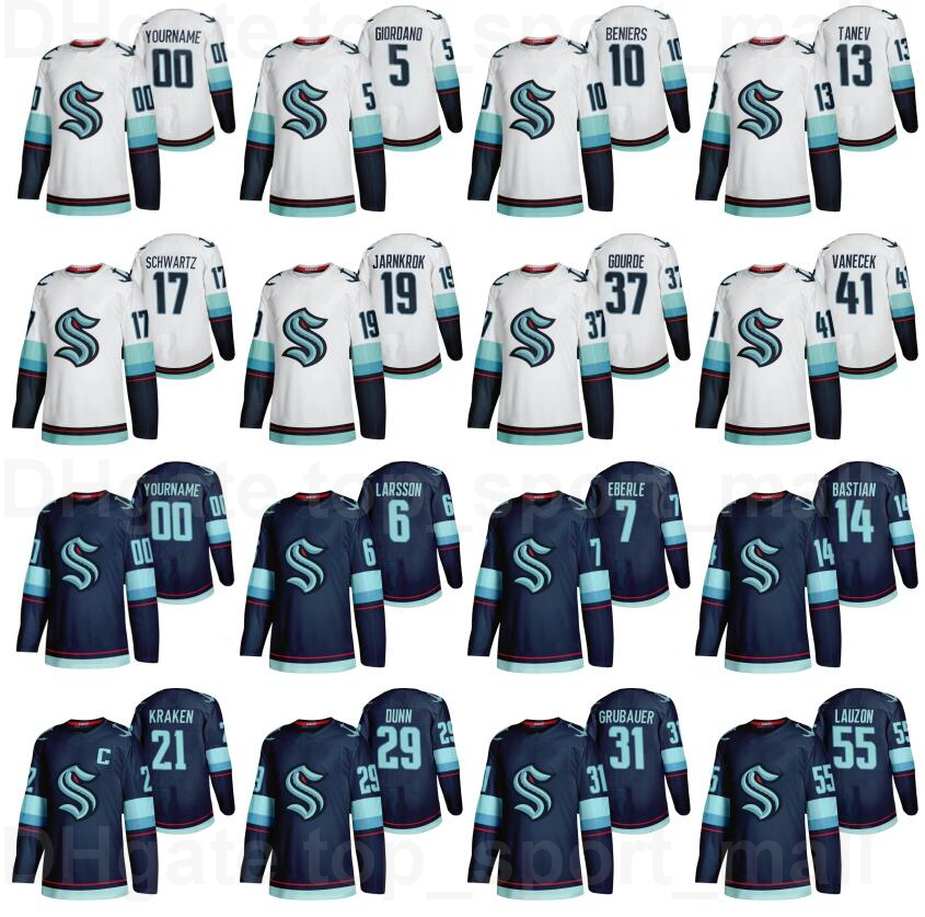

Seattle Kraken Ice Hockey 5 Mark Giordano Jersey Men 7 Eberle 29 Vince Dunn 37 Yanni Gourde 17 Jaden Schwartz 72 Joonas Donskoi 22 Mason Appleton 19 Calle Jarnkrok, Navy blue