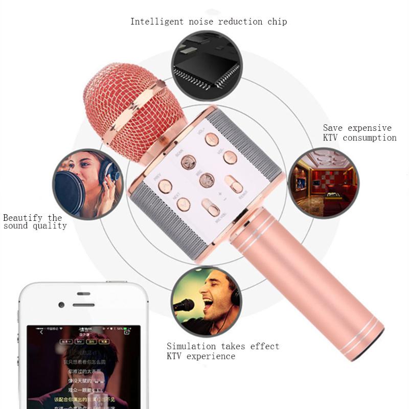 

Wireless Bluetooth Karaoke Microphone Professiona Speaker Handheld Microfone Player Singing Recorder Mic