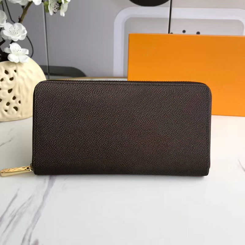 

Luxury Designer Zippy Wallet Men Leather Canvas 8 Credit Cards Slots Long Zipper Wallets For Woman Card Holder Purse Women Zip Clutch Bag, Brown flower/rose red inside