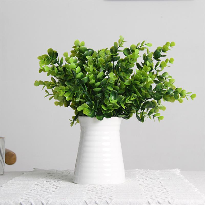 

7 Fork Artificial Plants Eucalyptus Grass Simulation Green Plants Artificial Grass Leaves For Home Decoration, Milky white