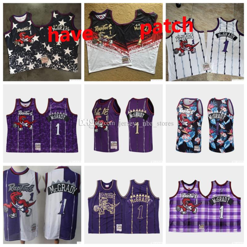 

Men Toronto Raptors Vince Carter 1 McGrady Mitchell & Ness Black/Gold White Purple 1997-98 Hardwoods Classics Swingman Jersey, Black;red