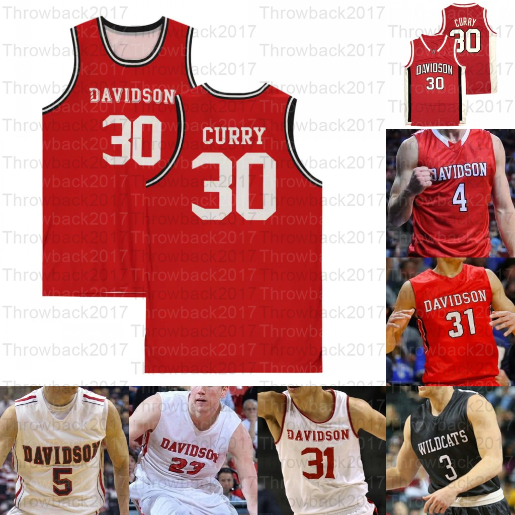 

Custom Davidson Wildcats College Basketball jerseys 14 Luke Frampton 30 Curry 31 Kellan Grady 3 Jon Axel Gudmundsson, Red i