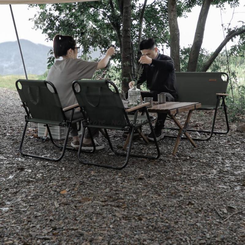 

Camp Furniture Outdoor Folding Chair Portable Camping Backrest Double Armrest Lazy Go On Road Trip Stool