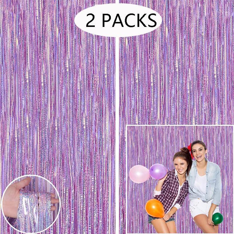 

Party Decoration 2 Pack Tinsel Foil Fringe Curtains Bachelorette Backdrop Curtain Birthday Mother's Day Baby Shower Po Booth Props