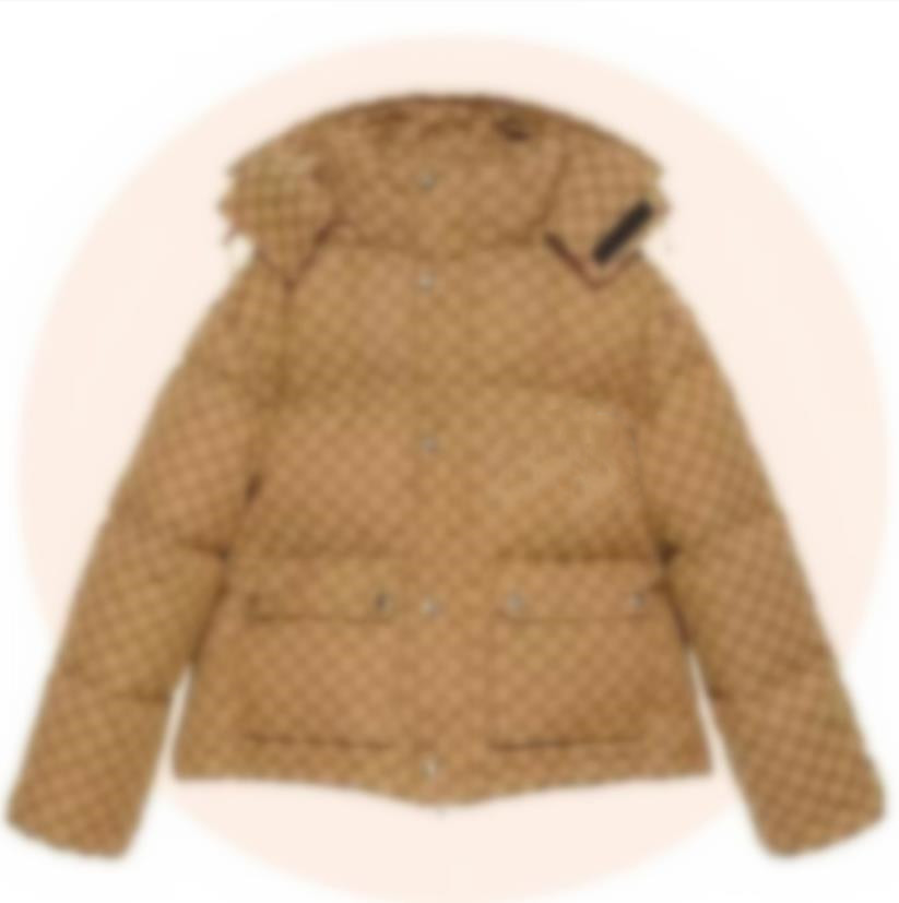 

Men Brown Canvas Padded Down Jacket Letter Embroidery Thick Parkas Designer Women Zipper Pocket Nylon Coat Hood Drawstring Fabric Winter Warm Outwear, Black