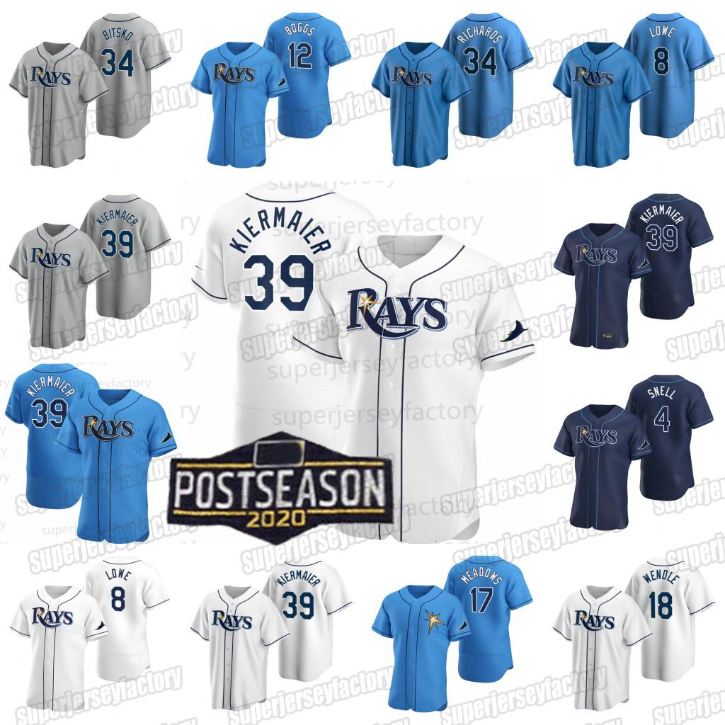 

39 Kevin Kiermaier 2020 Postseason Jersey Blake Snell Trevor Richards Brandon Lowe Wade Boggs Willy Adames Michael Brosseau Nate Lowe, Blue;black