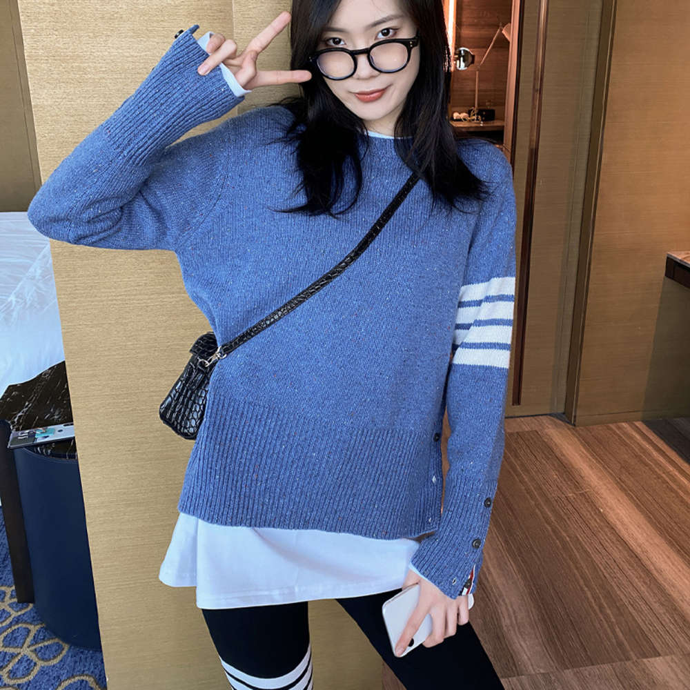 

Round neck TB sweater women's loose fit autumn and winter new slim couple's wear four bar net red long sleeve top fashion, Black