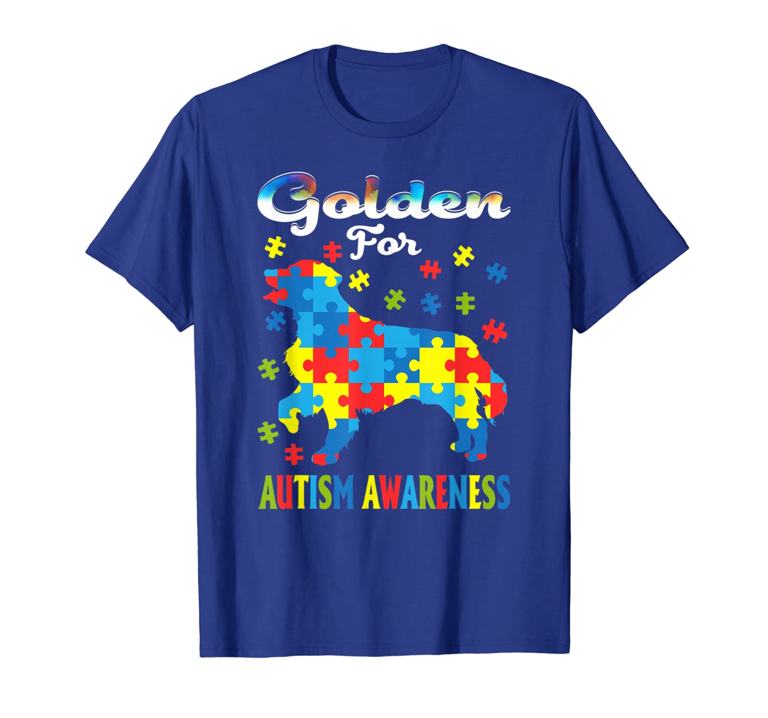 

golden retriever for autism awareness parents tshirt dog mom, White;black