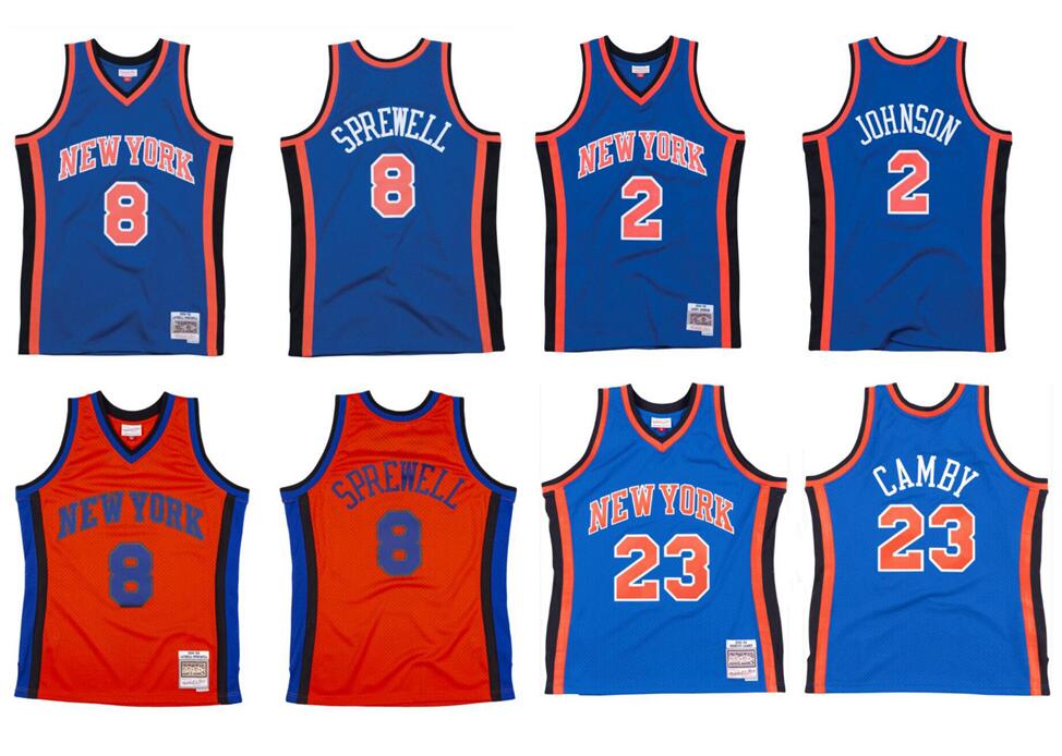 

Custom stitched basketball Jerseys 8 Latrell Sprewell jersey 2 Larry Johnson 23 Marcus Camby Mitchell & Ness 1998-99 Hardwoods Classics retro Men women youth S-6XL wear