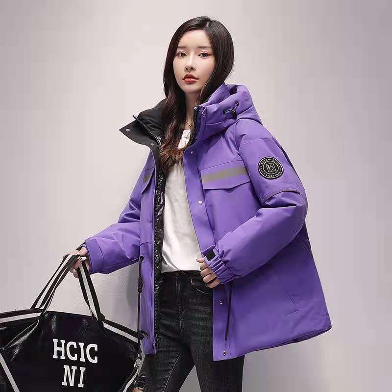 White Duck 2021 Winter New Down Jacket Women's Middle and Long Fashion Hooded Thickened Work Clothes