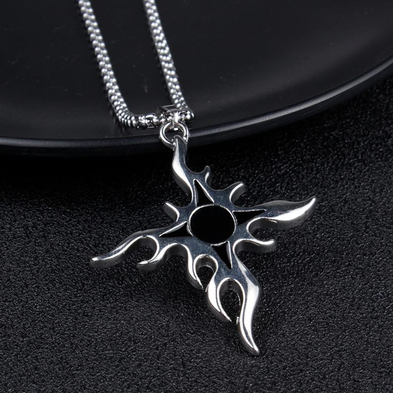 

Pendant Necklaces Creative Personality Gothic Black Fire Necklace Long Titanium Steel Box Chain Hip-Hop Unique Design Jewelry