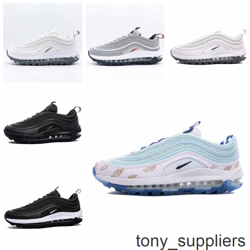 

With Box 97s shoes Wing it Blue Triple white Running shoes OG Top quality Silver Bullet Black Mens trainer Women 97 sports sneakers