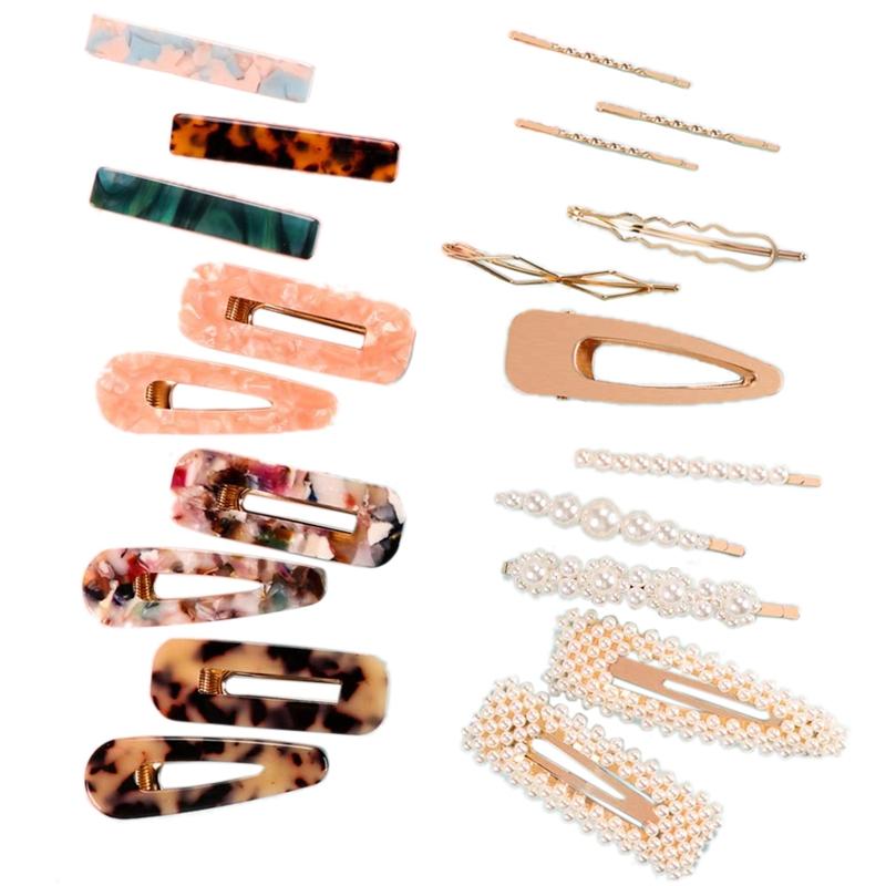 

Hair Clips & Barrettes Fashion Set,  PCS Pearls Acrylic Resin Barrettes, Hollow Geometric Clip Hairpins For Women Gir, Golden;silver